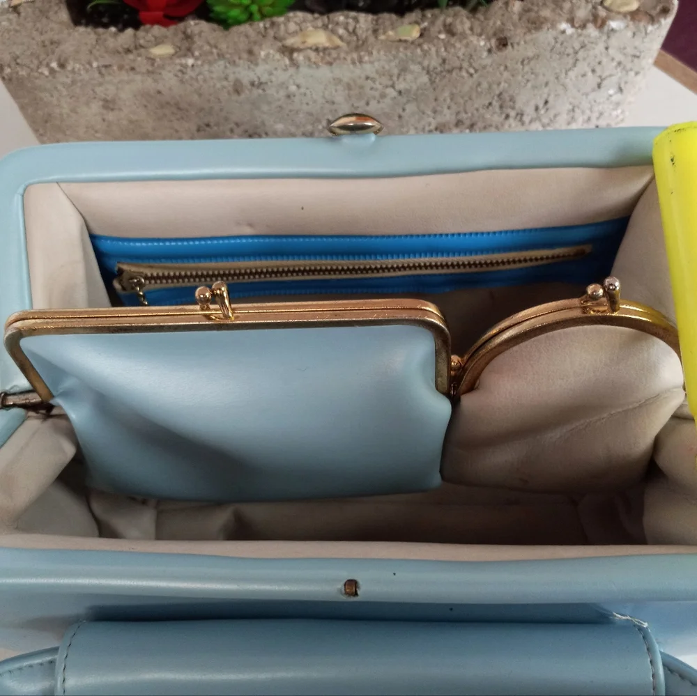 Vintage, 1960's Satchel, Baby Blue